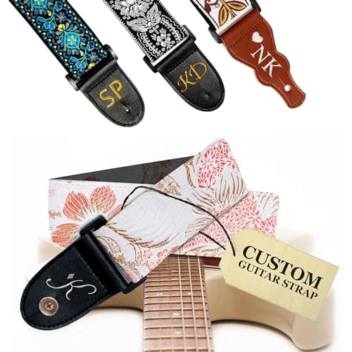 Black Silver Classic Woven Guitar Strap with Pick + Lock + Button - Add Your Text — Custom-tropicalsky-guitar