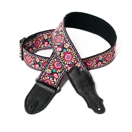 Retro Folk Guitar Strap, 2" Width — Pink