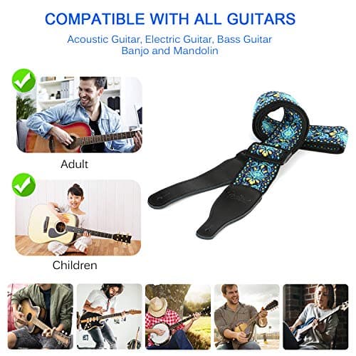 Adjustable Woven Braided Guitar Strap for Bass Electric/Acoustic Guitars