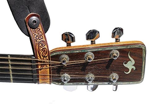 Walker & Williams AT-2 Brown Leather Acoustic Guitar Strap Button Adapter