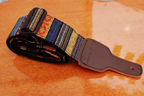 MUSIC FIRST Classic Country Style Genuine Leather Electric Guitar Strap