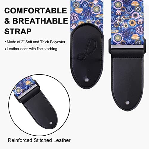 Ultra Comfortable Bass, Electric & Acoustic Guitar Strap with 2 Locks & 1 Button