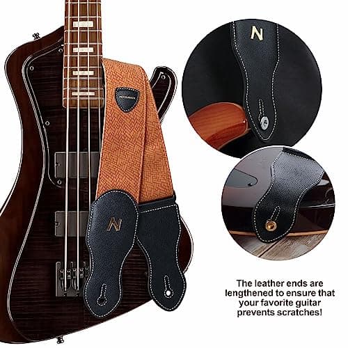 Nefelibata Guitar Strap with Pick Pocket and Leather Ends