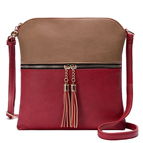 Solene Women's Lightweight Tassel Crossbody Purse, Perfect Daily and Travel Bag — Stone-red5