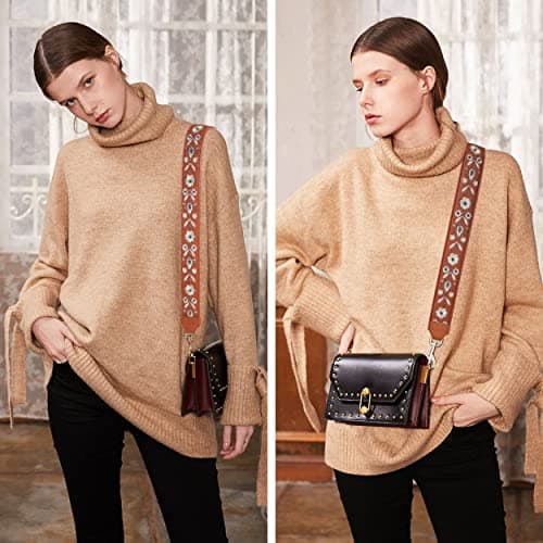 Nefelibata Leather Shoulder Strap for Handbag (Dark Brown Embroidery)