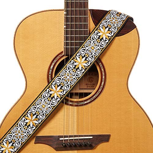 Amumu Hootenanny Yellow Cotton Guitar Strap for Acoustic, Electric & Bass Guitars