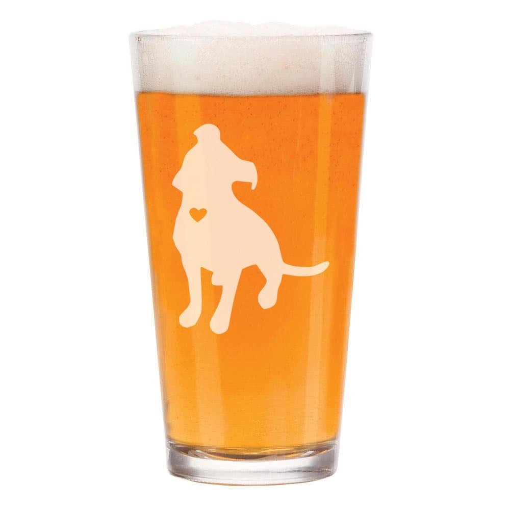 Cute Pit Bull Heart 16oz Beer Pint Glass