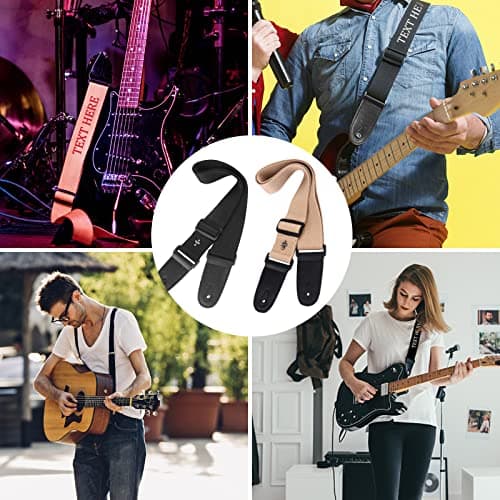 Personalized Black Embroidered Guitar Strap
