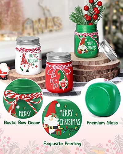 Christmas Gnome Mini Mason Jar Tiered Tray Decor for Farmhouse Home Decor