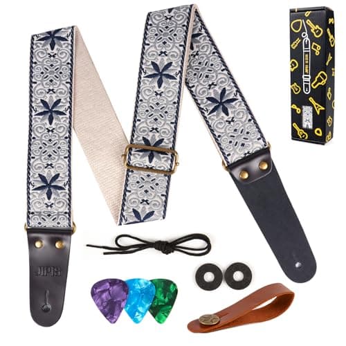 Jacquard Embroidered Cotton Guitar Straps for Acoustic Guitars with Real Leather Ends
| Real Leather Ends Jacquard Embroidered Cotton Guitar Straps for Acoustic Guitars
| Acoustic Guitars Premium Jacquard Embroidered Cotton Guitar Straps with Leathe 