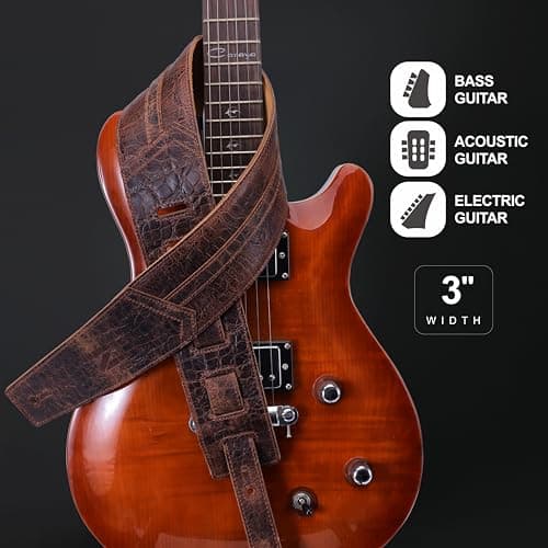 Nefelibata Full Grain Cowhide Guitar Strap with Foam Padding and Cable Loop