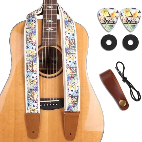 Best Jacquard Embroidery Bass Strap for Acoustic, Electric, and Bass Guitars, First Layer Vegetable Tanned Cowhide Ends
| Premium Cotton Jacquard Embroidery Guitar Strap for Acoustic, Electric, and Bass, Ideal Gift for Guitarist
| Handcrafted Jacqua 