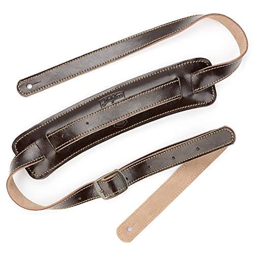 Brown Note Suede Leather Guitar Strap, 2.8 Inches Wide — Brown Padded