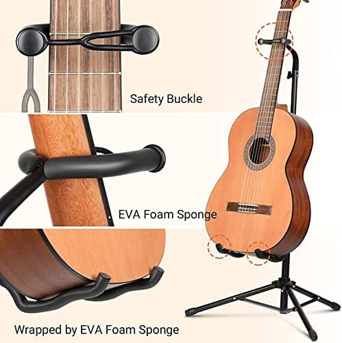 CAHAYA Black Height Adjustable Guitar Stand for Acoustic Electric Classical Bass Banjo