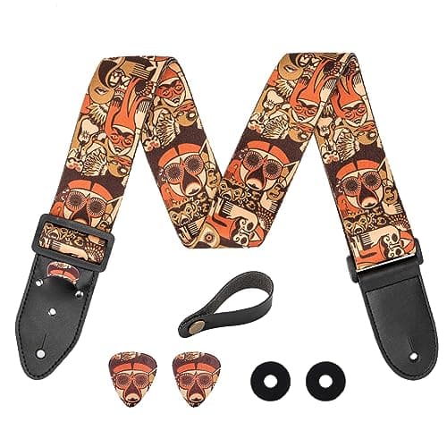 Bass, Electric & Acoustic Guitar Strap with Pick Pocket & Locks