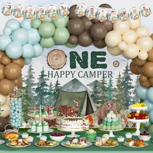 One Happy Camper 1st Birthday Camp Themed Decor - Banner, Balloons, More