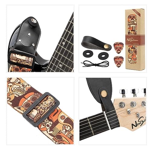 Bass, Electric & Acoustic Guitar Strap with Pick Pocket & Locks