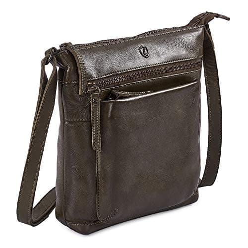Vintage Real Leather Crossbody Bag for Women Travel Shoulder Purse Small — Olive Green Washed Vintage