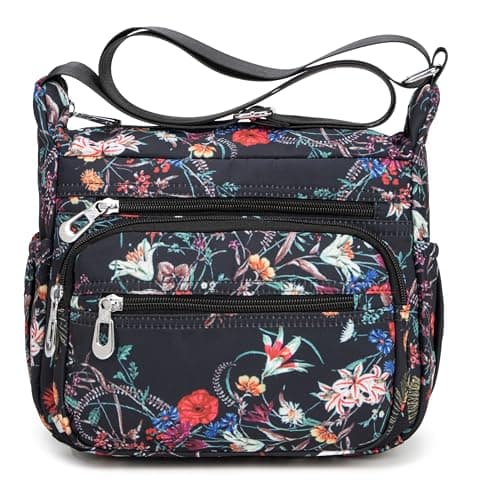 Nawoshow Nylon Floral Multi-Pocket Crossbody Travel Bag for Women — T09-lovely Floral