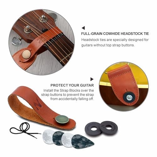 Nefelibata Guitar Strap with Pick Pocket, Free Button, Locks, Picks
