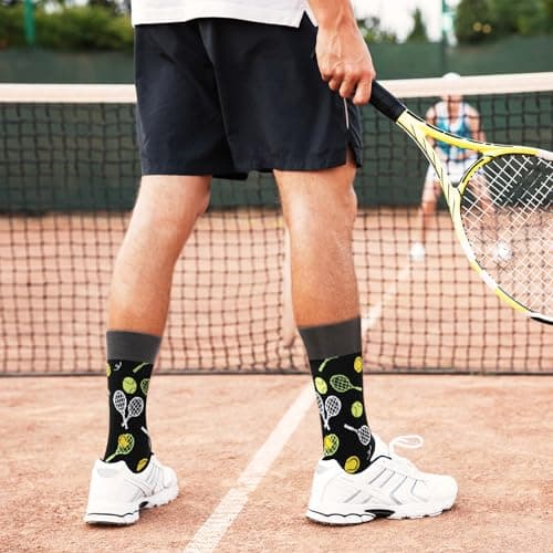 Unique Christmas Gift for Men Tennis Players: Crew Socks and Wine Glass