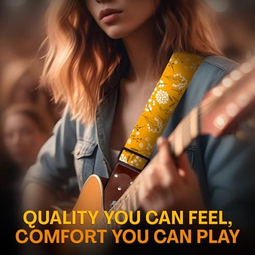 Acoustic, Electric & Bass Guitar Strap - Christmas Gift Includes Picks & Locks, Men & Women