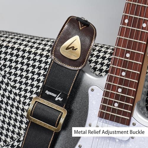 Premium Denim & Cotton Guitar Strap - Unrivaled Comfort for Bass, Acoustic & Electric Guitars (Black)