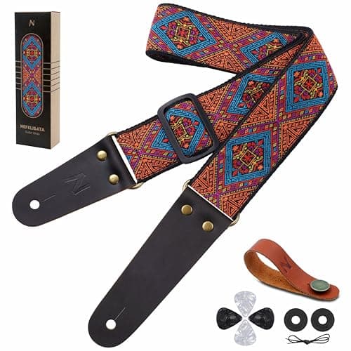 Nefelibata Guitar Strap with Hidden Pocket for Bass, Electric, and Acoustic Guitars — Rhombus