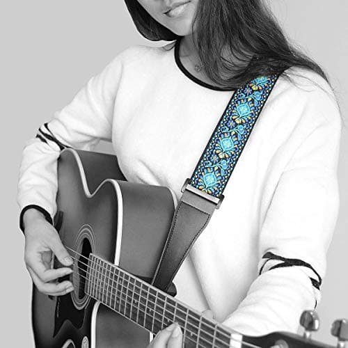 Jacquard Embroidered Cotton Guitar Strap for Bass, Electric & Acoustic Guitars