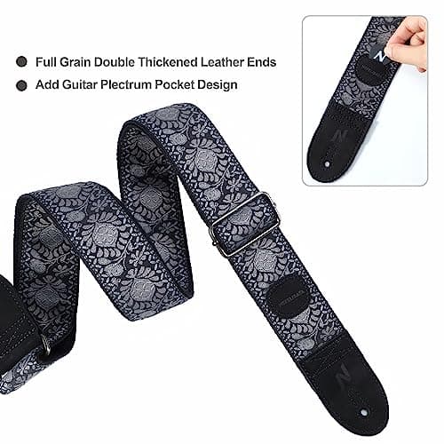 Nefelibata Guitar Strap with Pick Pocket for Bass, Electric, and Acoustic Guitars