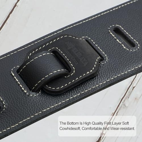 Nefelibata Aged Black 3" Guitar Strap with Foam Padding and Cable Loops