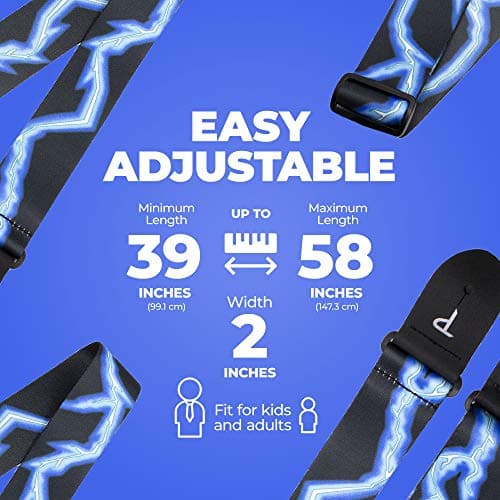 Perri's Blue Lightning Polyester Adjustable Guitar Strap 39-58"