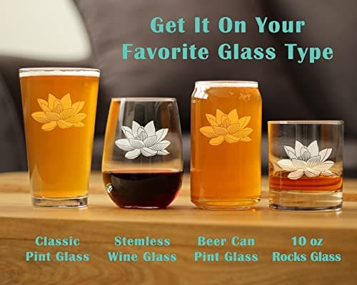 Lotus Beer Pint Glass - Floral Decor for Flower Lovers - 16 Oz