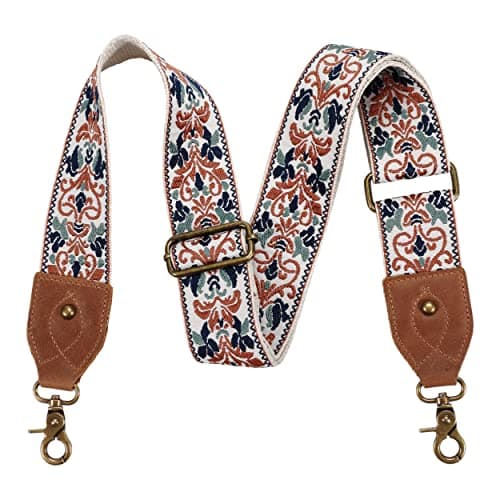 Nefelibata Purse Strap: Adjustable Leather Shoulder Replacement — Golden Jacquard