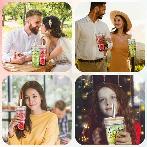 Engagement Gifts for Couples: Lucky Mr & Future Mrs Glass Tumbler Set
