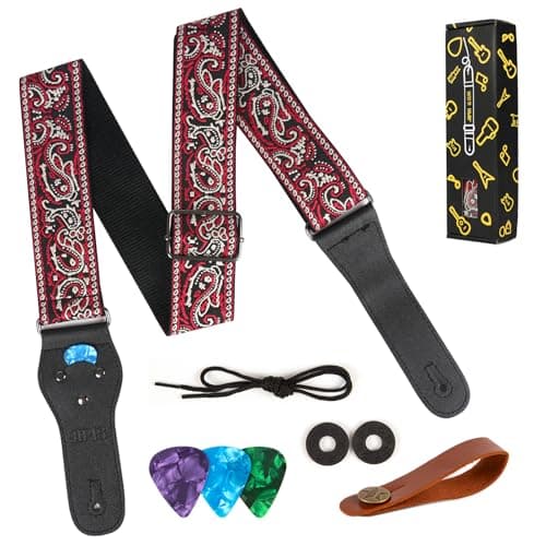 Jacquard Embroidered Cotton Guitar Straps for Acoustic Guitars with Real Leather Ends
| Real Leather Ends Jacquard Embroidered Cotton Guitar Straps for Acoustic Guitars
| Acoustic Guitars Premium Jacquard Embroidered Cotton Guitar Straps with Leathe 