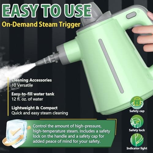 Handheld Steam Cleaner for Home Use with 10pcs Tools and Safety Lock