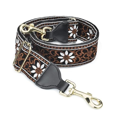 CloudMusic Handbag Shoulder Strap Replacement for Women Girls — White Flowers With Brown