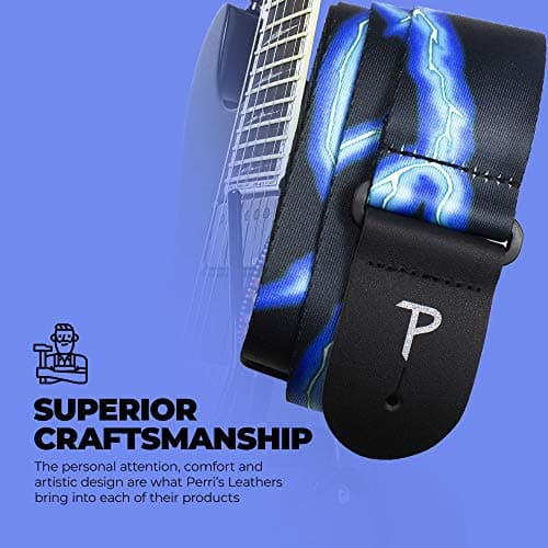 Perri's Blue Lightning Polyester Adjustable Guitar Strap 39-58"