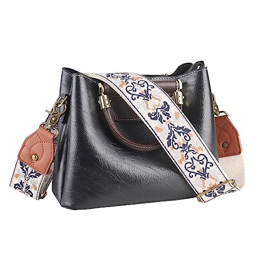 Handbag Strap Replacement Wide Shoulder Crossbody Strap with Adjustable Belts — Leather- Color 006