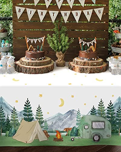 Camping Birthday Decorations Table Cover Set for Kids