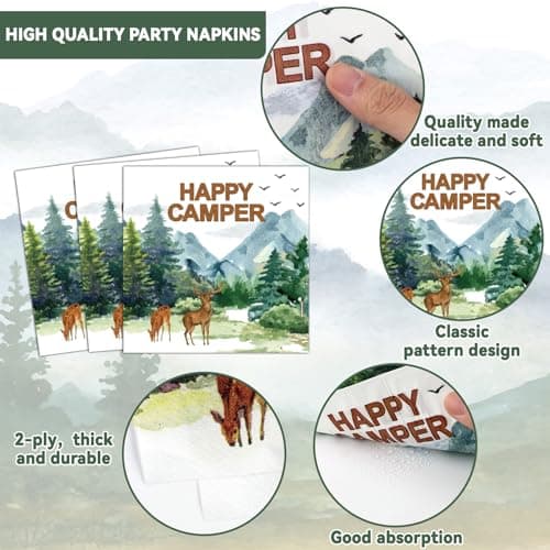 Happy Camper Camping Adventure Themed Party Tableware Set Serve 24