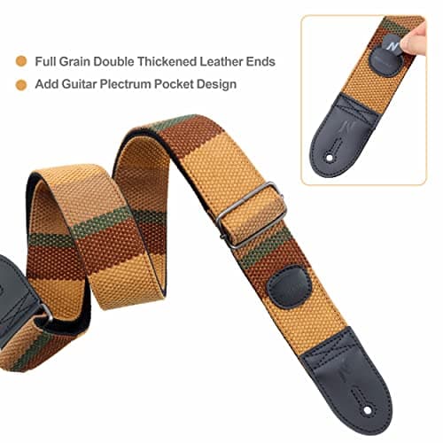 Nefelibata Guitar Strap with Pick Pocket - 2 Inch Thicker Woven Strap for Bass, Electric, and Acoustic Guitars