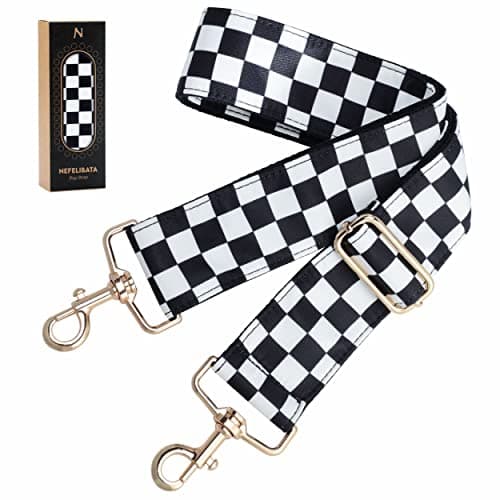 Nefelibata Adjustable 2 Purse Strap - Multi-Pattern Crossbody Replacement — Black Grid
