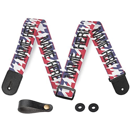 Custom Personalized American Flag Guitar Strap - Bass Electric Acoustic — White-9