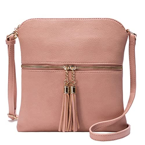Solene Women's Lightweight Tassel Crossbody Purse, Perfect Daily and Travel Bag — Rose Pink