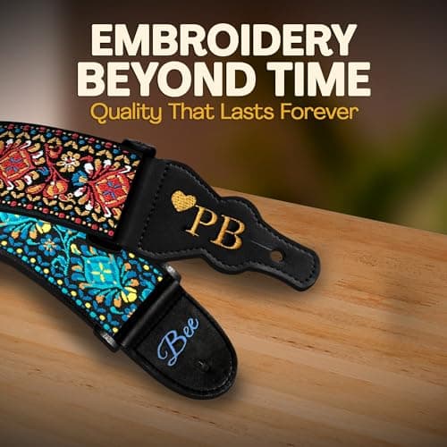 Black Silver Classic Woven Guitar Strap with Pick + Lock + Button - Add Your Text