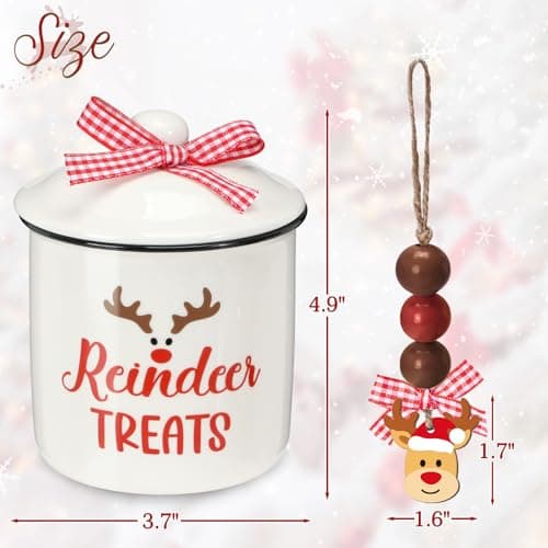 Christmas Reindeer Treats Canister for Tiered Tray Decoration