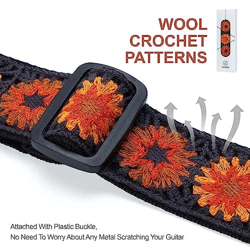 Floral Cotton Guitar Strap 2" Full Grain Leather Ends, Bass/Electric/Acoustic, Free Button & Picks