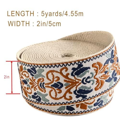 High Density Jacquard Embroidered Heavy Cotton Webbing Strap 1.5-2 Inches for Bags